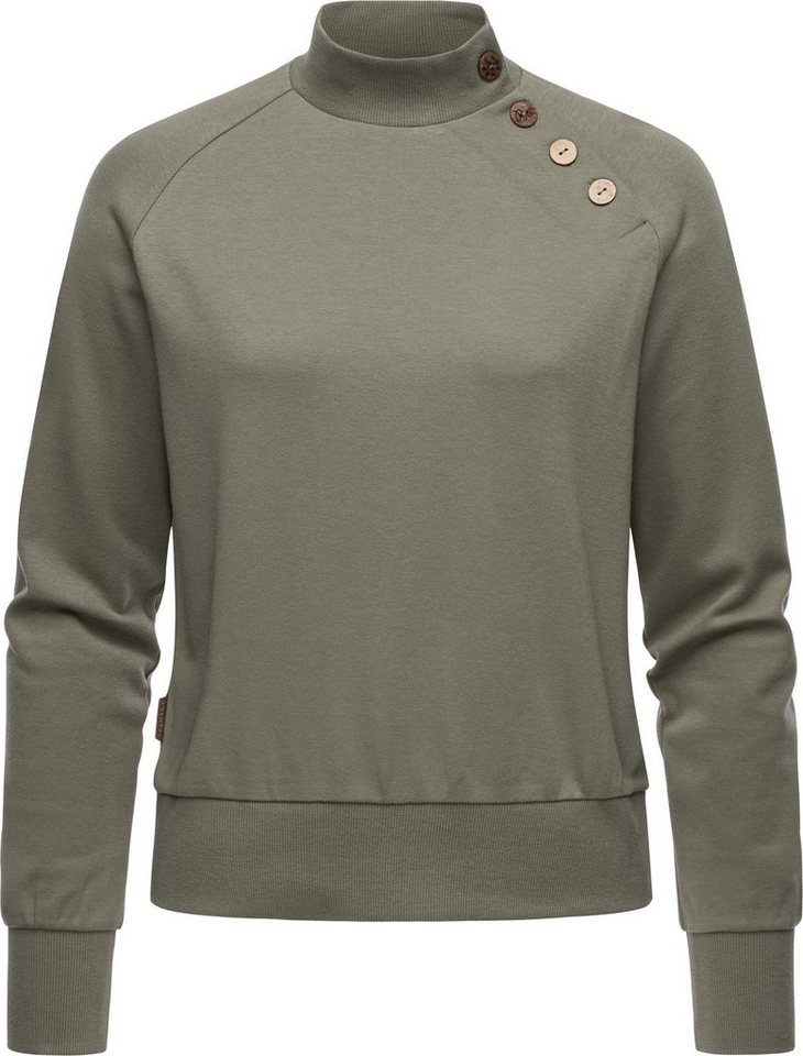 Ragwear Sweatshirt Majjorka Solid Damen Langarmshirt mit Rippbündchen und Zierknöpfen von Ragwear