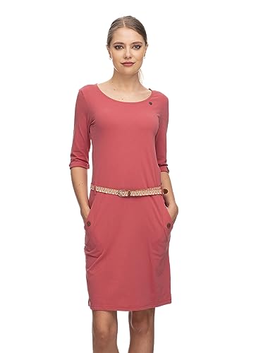 Ragwear TANNYA SOLID Damen Frauen Langarmkleid,Kleid, Freizeitkleid,Jerseykleid,Langarm,Rundhalsauschnitt,Taillengürtel,Rosa,M von Ragwear