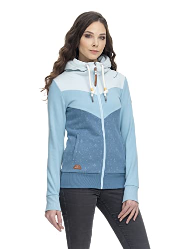 Ragwear TREGA Zip Damen Frauen Kapuzenjacke,Zip Hoodie,Sweatjacke,Stehkragen,Seitentaschen,Blau,L von Ragwear