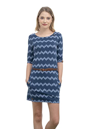 Ragwear Tanya Forest Damen Frauen Langarmkleid,Kleid,Freizeitkleid,Jerseykleid,Langarm,Rundhalsausschnitt,Taillengürtel,Blau,S von Ragwear