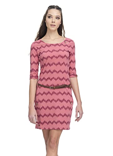 Ragwear Tanya Forest Damen Frauen Langarmkleid,Kleid,Freizeitkleid,Jerseykleid,Langarm,Rundhalsausschnitt,Taillengürtel,Rosa,L von Ragwear