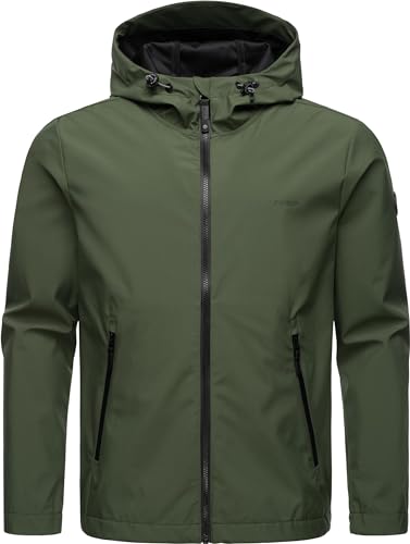 Ragwear Ultra-leichte Herren Übergangsjacke Kurze Softshelljacke wasserdicht mit Kapuze Shellwie Dark Olive Gr. M von Ragwear