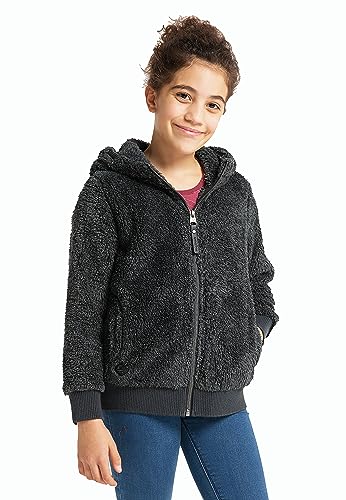 Ragwear Valentyna Mädchen Sweatjacke Sweatshirt mit Kapuze Plüsch Teddyfell Jacke Cardigan Strickjacke kuschelig weich (DE/NL/SE/PL, Numerisch, 128, Regular, Dark Grey) von Ragwear