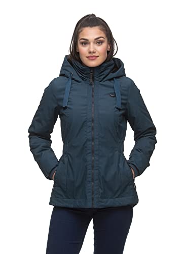 Ragwear VARVARRA Damen Frauen Jacke,Winterjacke mit Kapuze,Stehkragen,gefüttert,Blau,L von Ragwear