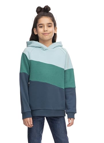 Ragwear Vendulka Mädchen Sweatshirt Hoodie Sweater mit Kapuze mit Blockstreifen Pullover in sommerlichen Farbkombis (DE/NL/SE/PL, Numerisch, 146, Regular, Light Aqua) von Ragwear