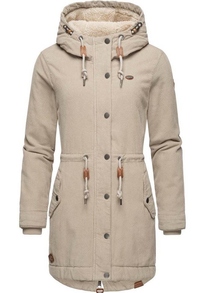 Ragwear Winterjacke Canny Corduroy stylischer Damen Cordmantel mit Kapuze von Ragwear