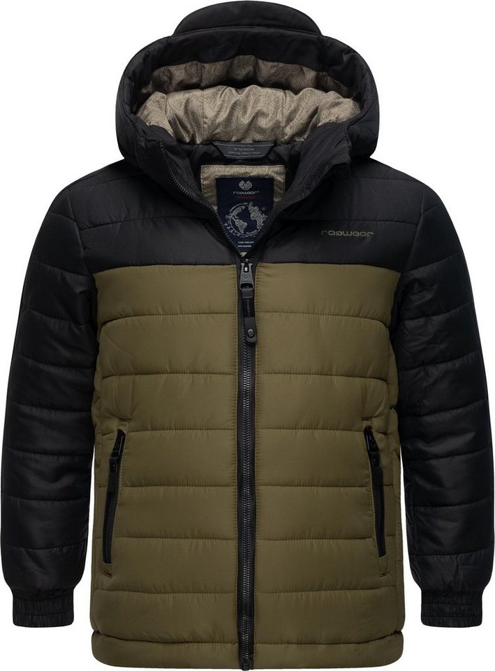 Ragwear Winterjacke Coolio Blocks Jungen Winter Steppjacke mit Kapuze von Ragwear