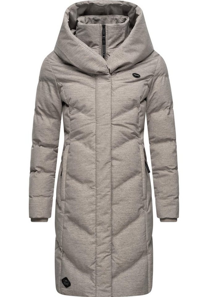 Ragwear Steppmantel Natalka Melange Gesteppter Damen Wintermantel mit gefütterter Kapuze von Ragwear