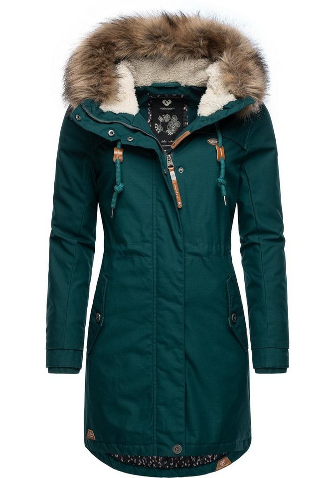 Ragwear Winterjacke Tawny stylischer Winterparka mit großer Kapuze und Kunstfellkragen von Ragwear