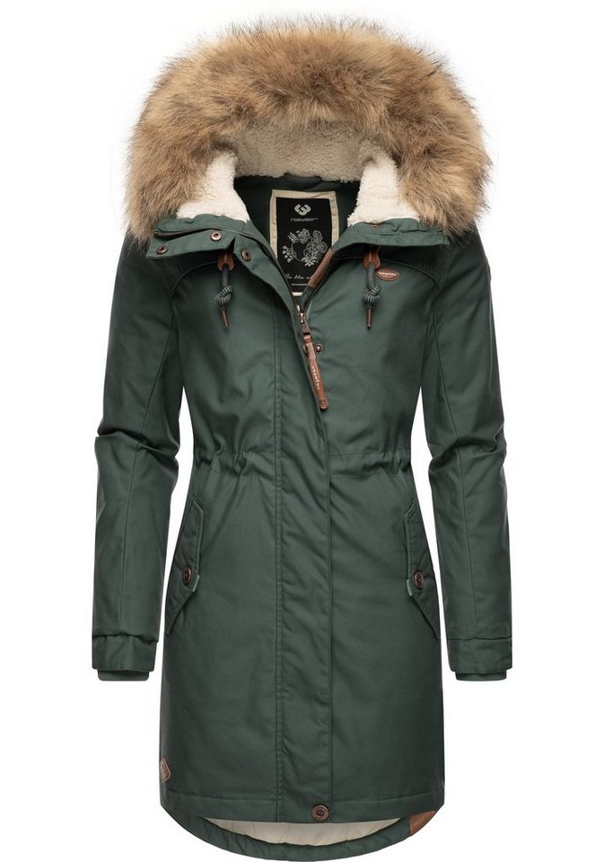 Ragwear Winterjacke Tawny stylischer Winterparka mit großer Kapuze und Kunstfellkragen von Ragwear