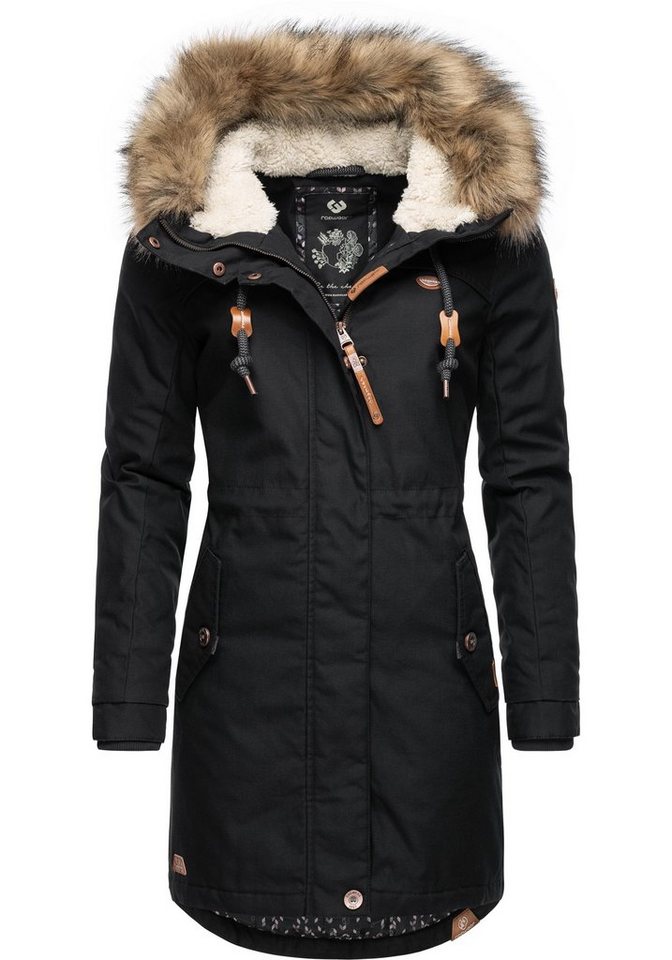 Ragwear Winterjacke Tawny stylischer Winterparka mit großer Kapuze und Kunstfellkragen von Ragwear