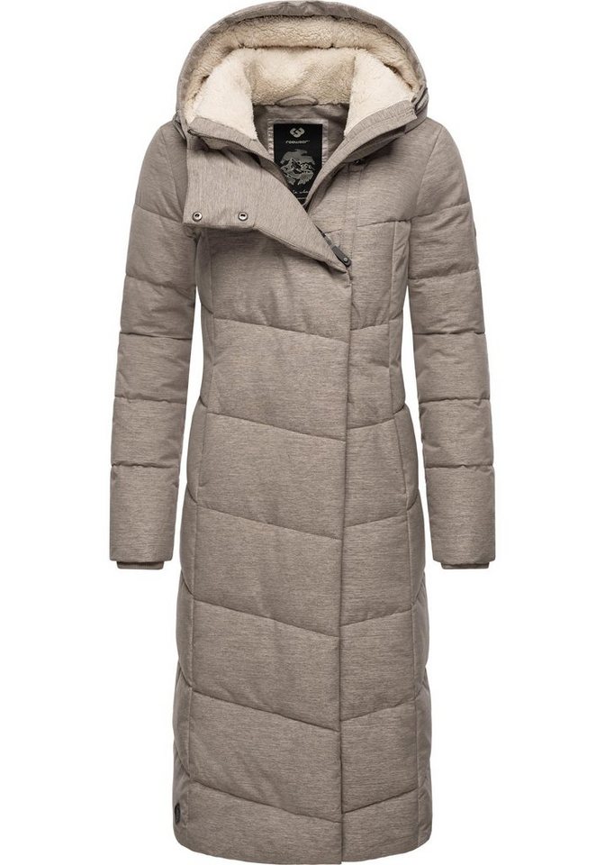 Ragwear Wintermantel Pavla Long extralanger Winterparka mit Teddyfutter und Kapuze von Ragwear