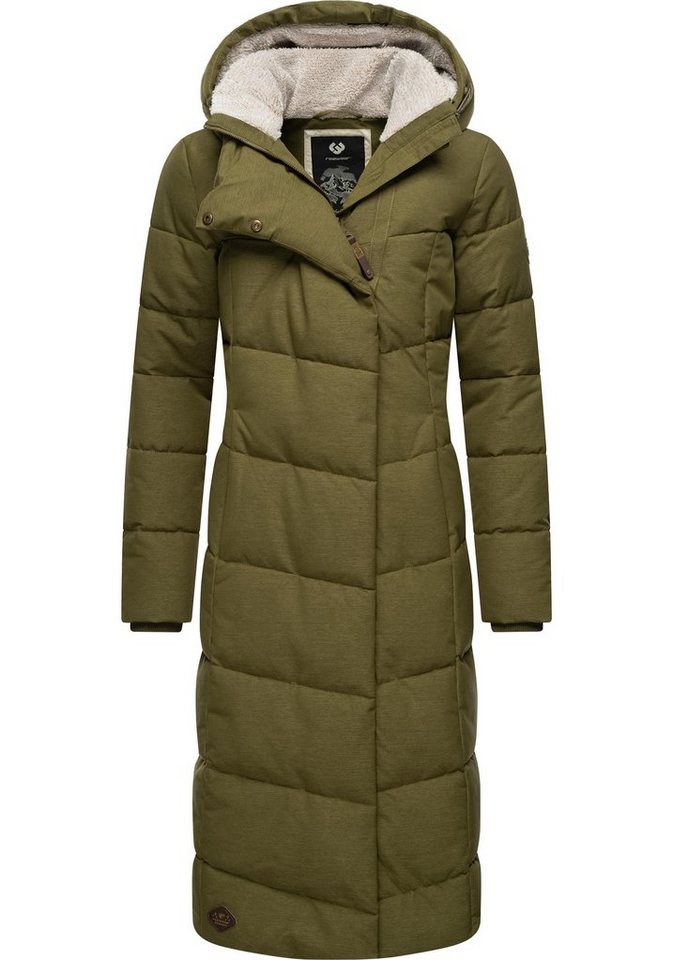 Ragwear Wintermantel Pavla Long extralanger Winterparka mit Teddyfutter und Kapuze von Ragwear