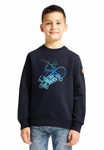 Ragwear YANIS Print A Jungen Sweatshirt O Neck Runhals Sweater Skateboard Skater (DE/NL/SE/PL, Numerisch, 140, Regular, Navy) von Ragwear