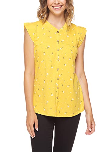 Ragwear ZOFKA Organic Damen Frauen Top,Shirt,Oberteil,ärmellose Bluse,Knopfleiste,Regular Fit,Yellow (6028),XL von Ragwear