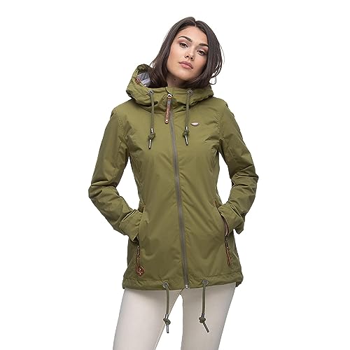 Ragwear ZUZKA Damen Frauen Übergangsjacke,Jacke,Übergangsjacke mit Kapuze,vegan,wasserdicht,Grün,S von Ragwear