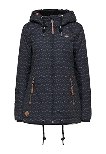 Ragwear Damen Übergangsjacke Zuzka Chevron schwarz/hellgrau/braun XS von Ragwear
