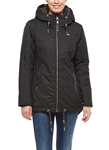 Ragwear ZUZKA Damen Frauen Jacke,Übergangsjacke mit Kapuze,wasserdicht,bequem,Regular Fit,Schwarz,L von Ragwear
