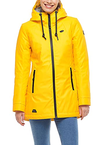 Ragwear ZUZKA Rainy Damen Frauen Jacke,Übergangsjacke mit Kapuze,Regenjacke,wasserdicht,bequem,Regular Fit,Gelb,XS von Ragwear