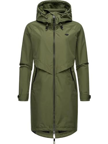 Ragwear Langer Oversized Damen Übergangsmantel atmungsaktiver und wasserdichter Parka (Wassersäule 11.000mm) mit Kapuze Frodik YOUMODO Olive Gr. M von Ragwear