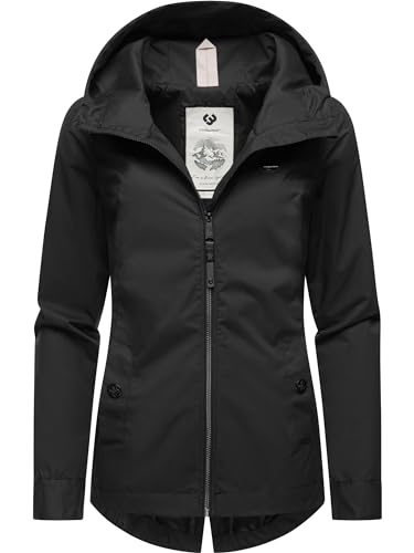 Ragwear leichte Damen Übergangsjacke kurz Outdoor-Jacke wasserdicht Parka mit Kapuze Monade Übergang YOUMODO Black24 Gr. 3XL von Ragwear