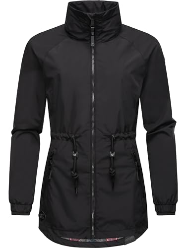 Ragwear leichte Damen Übergangsjacke kurz Outdoorjacke wasserdicht und atmungsaktiv mit Taillenzugband und Stehkragen Tacy YOUMODO Black Gr. XL von Ragwear