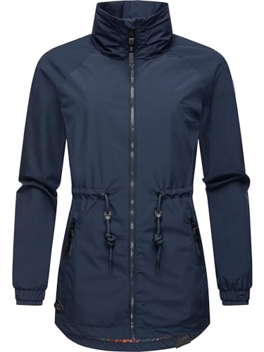 Ragwear leichte Damen Übergangsjacke kurz Outdoorjacke wasserdicht und atmungsaktiv mit Taillenzugband und Stehkragen Tacy YOUMODO Navy Gr. XL von Ragwear
