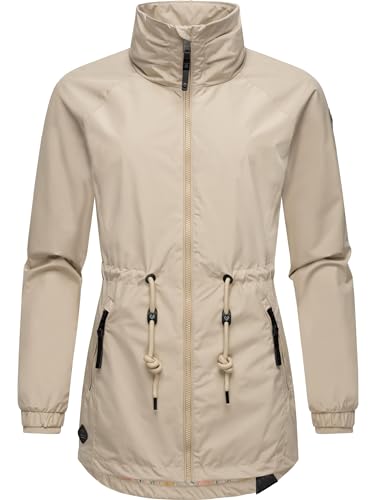 Ragwear leichte Damen Übergangsjacke kurz Outdoorjacke wasserdicht und atmungsaktiv mit Taillenzugband und Stehkragen Tacy YOUMODO Sand Gr. XL von Ragwear