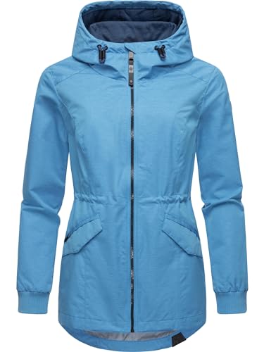 Ragwear leichte Damen Übergangsjacke kurz Regenjacke wasserdicht (Wassersäule 11.000 mm) atmungsaktive Outdoor-Jacke mit Kapuze Dowey Tech YOUMODO Sky Blue Gr. L von Ragwear