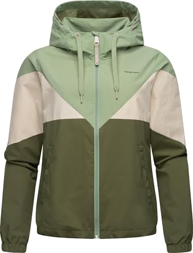 Ragwear leichte Damen Übergangsjacke kurz Regenjacke wasserdicht (Wassersäule: 11.000 mm) Bomberjacke mit Kapuze Rochele YOUMODO Olive Gr. L von Ragwear