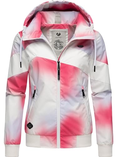 Ragwear leichte Damen Übergangsjacke kurz im Colourblocking-Look mit Farbverlauf und Kapuze Nuggie Block Ombre Intl Magenta24 Gr. L von Ragwear