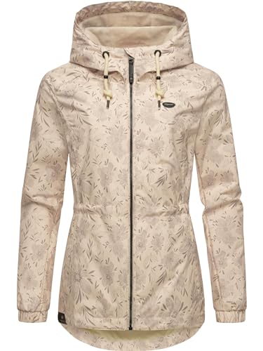 Ragwear leichte Damen Übergangsjacke wasserdichte Outdoorjacke mit floralem Allover-Print und Kapuze Dankka Spring YOUMODO Beige Gr. 6XL von Ragwear