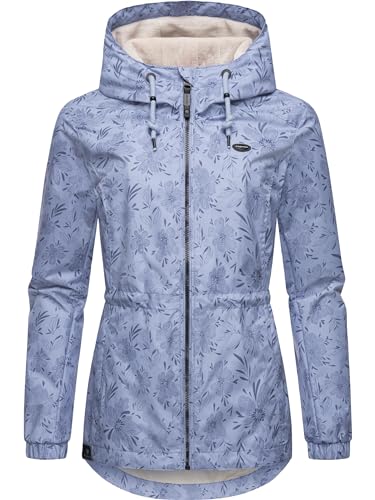 Ragwear leichte Damen Übergangsjacke wasserdichte Outdoorjacke mit floralem Allover-Print und Kapuze Dankka Spring YOUMODO Blue Gr. 4XL von Ragwear