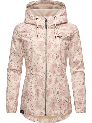 Ragwear leichte Damen Übergangsjacke wasserdichte Outdoorjacke mit floralem Allover-Print und Kapuze Dankka Spring YOUMODO Light Pink Gr. XL von Ragwear