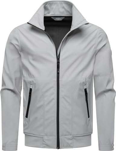 Ragwear leichte Herren Outdoorjacke Kurze Übergangsjacke wasserdicht (Wassersäule: 11.000mm) mit Stehkragen Collwie YOUMODO Light Grey Gr. L von Ragwear