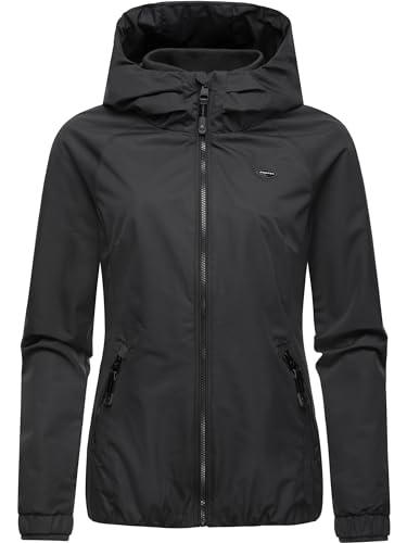 Ragwear wasserdichte Damen Übergangsjacke (Wassersäule 11.000 mm) leichte Jacke kurz mit Kapuze Dizzie Tech YOUMODO Black Gr. 4XL von Ragwear