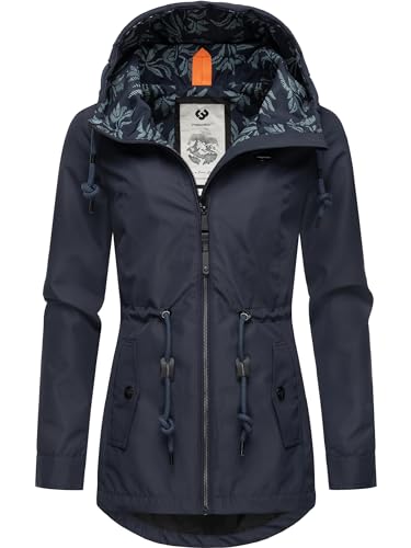 Ragwear wasserdichte Damen Übergangsjacke leichte Regenjacke Kurzmantel mit Kapuze Monadis Intl Navy24 Gr. L von Ragwear