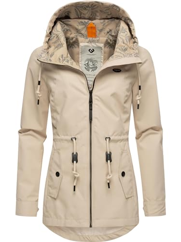 Ragwear wasserdichte Damen Übergangsjacke leichte Regenjacke Kurzmantel mit Kapuze Monadis Sand24 Gr. L von Ragwear