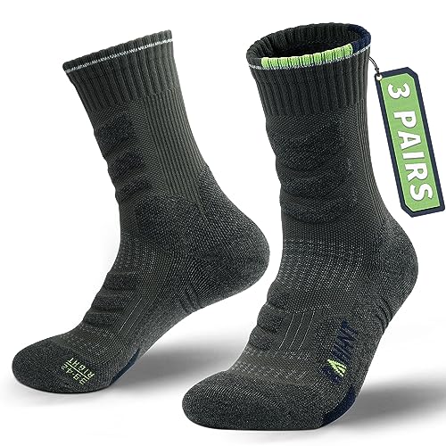 Rahhint Merino Wandersocken Wolle Trekkingsocken für Herren Damen Anti-Blasen Gepolstert Atmungsaktive Wasserfeste Kompression Sportsocken Laufsocken von Rahhint
