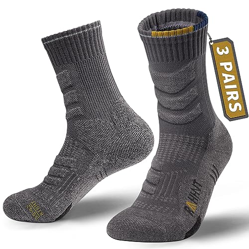 Rahhint Merino Wandersocken Wolle Trekkingsocken für Herren Damen Anti-Blasen Gepolstert Atmungsaktive Wasserfeste Kompression Sportsocken Laufsocken von Rahhint