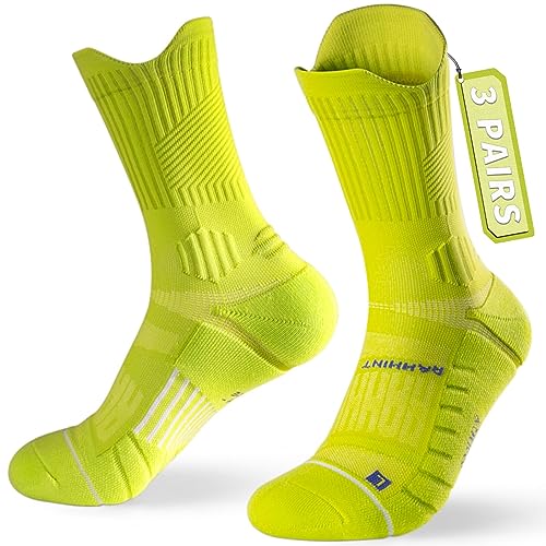 Rahhint Coolmax 3 Pack Kompressions Laufsocken Herren Damen Anti-Blasen-socken Running Socks Sportsocken mit TAB-Design, Kompressionszone, Belüftungsnetz und Fußgewölbeunterstützung von Rahhint
