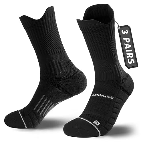 Rahhint Coolmax 3 Pack Kompressions Laufsocken Herren Damen Anti-Blasen-socken Running Socks Sportsocken mit TAB-Design, Kompressionszone, Belüftungsnetz und Fußgewölbeunterstützung von Rahhint