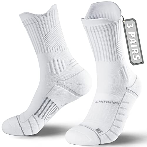Rahhint Coolmax 3 Pack Kompressions Laufsocken Herren Damen Anti-Blasen-socken Running Socks Sportsocken mit TAB-Design, Kompressionszone, Belüftungsnetz und Fußgewölbeunterstützung von Rahhint