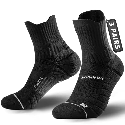 Rahhint Coolmax Wandersocken Sommer 3 Paar Quarter Anti-Blasen Atmungsaktiv Trekkingsocken Kurz Outdoor Laufsocken für Herren Damen von Rahhint