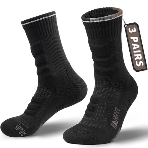 Rahhint Merino Wandersocken Wolle Trekkingsocken für Herren Damen Anti-Blasen Gepolstert Atmungsaktive Wasserfeste Kompression Sportsocken Laufsocken von Rahhint