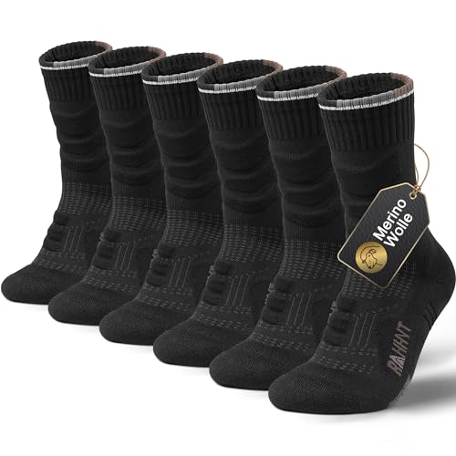 Rahhint Merino Wandersocken Wolle Trekkingsocken für Herren Damen Anti-Blasen Gepolstert Atmungsaktive Wasserfeste Kompression Sportsocken Laufsocken von Rahhint