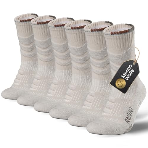 Rahhint 3 Paar Merino Wolle Wandersocken Anti-Blasen Trekking Socken Kompressionssocken Thermosocken Gepolstert Laufsocken Sportsocken für Herren, Damen & Kinder von Rahhint