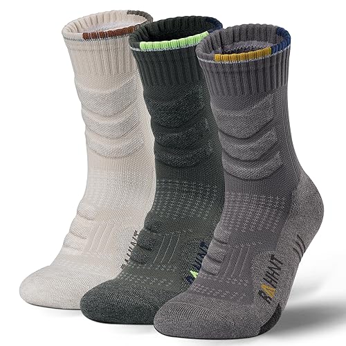 Rahhint Merino Wandersocken Wolle Trekkingsocken für Herren Damen Anti-Blasen Gepolstert Atmungsaktive Wasserfeste Kompression Sportsocken Laufsocken von Rahhint