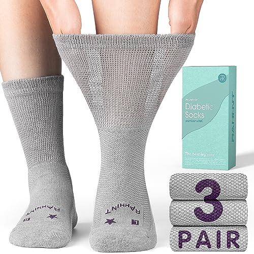 Rahhint Merino Wolle Diabetikersocken 3 Paar，ohne Gummi & ohne Naht Bambus Socken für Damen Herren von Rahhint