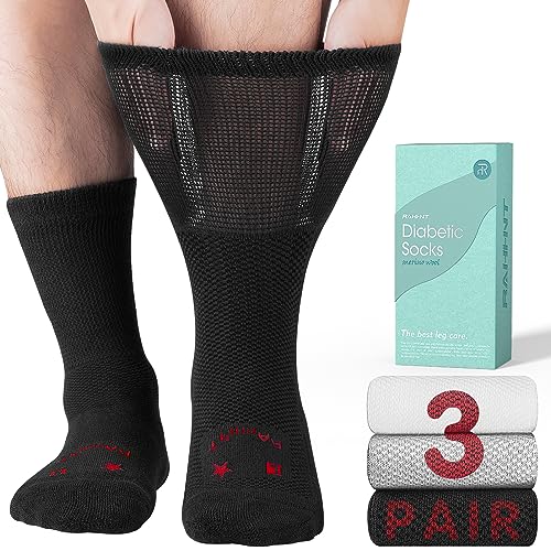 Rahhint Merino Wolle Diabetikersocken 3 Paar，ohne Gummi & ohne Naht Bambus Socken für Damen Herren von Rahhint